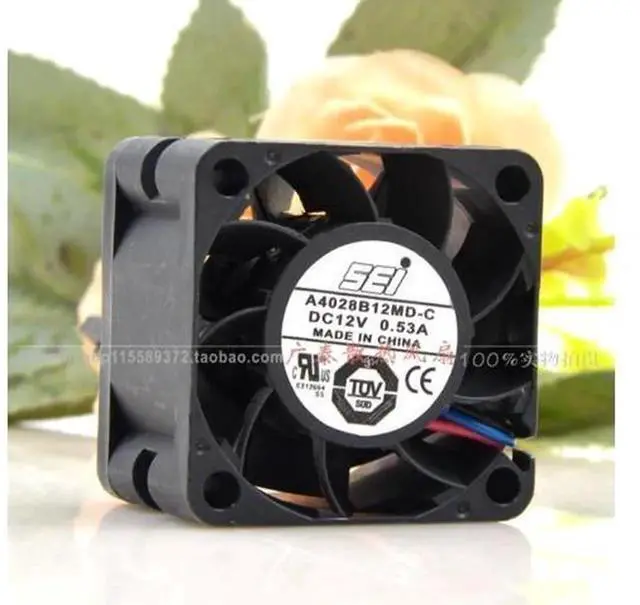 Main image of SEI A4028B12MDC 40x40x28mm 4CM DC12V 0.53A DoubleBallBearing Server Cooling Fan, 3Wire MaxAirflow Replacement Fan for Sun Server Equipment Heat Dissipation