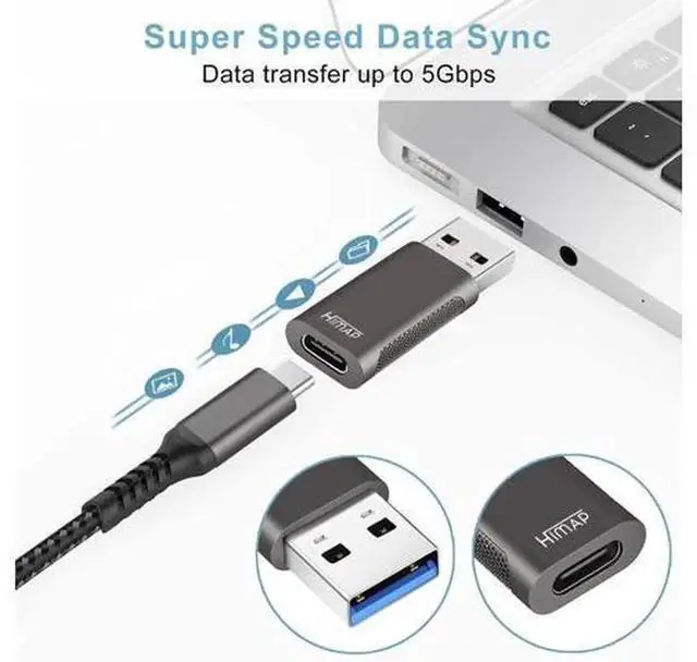 Alt view image 5 of 7 - 4Pack USBC to USBA Adapters, 2×USBC Male to USBA Female + 2×USBA Male to USBC Female, Data Sync & Fast Charging Converter for iPhone, iPad, PC, Laptops and USBC Devices