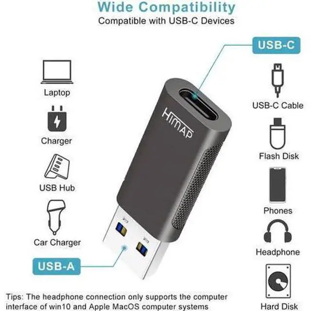 Alt view image 4 of 7 - 4Pack USBC to USBA Adapters, 2×USBC Male to USBA Female + 2×USBA Male to USBC Female, Data Sync & Fast Charging Converter for iPhone, iPad, PC, Laptops and USBC Devices