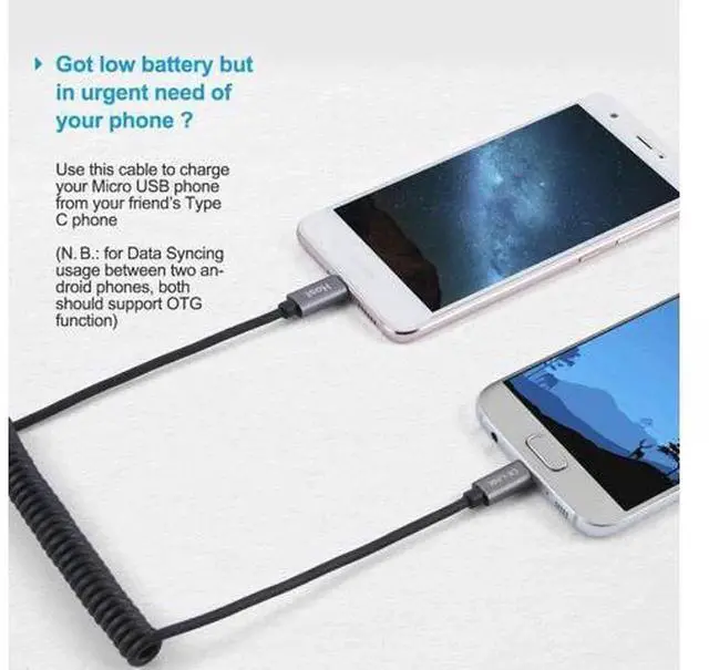 Alt view image 5 of 7 - Coiled Micro USB to USBC Cable 4FT 1.2M Black, CableCreation OTG 480Mbps TypeC to Micro USB Cord for MacBook Pro Air, Galaxy S21 S20 S10, Pixel 5 4 3 2, USBC & MicroUSB Enabled Phones Laptops