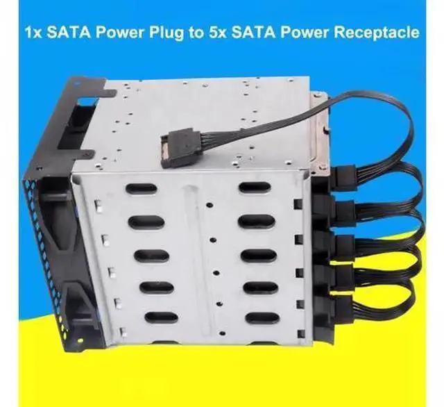 Alt view image 5 of 7 - 2Pack SATA Power Splitter Cable 15Pin Male to 5×Female, 19.7in / 500mm Black 1to5 SATA Power Extension Cord, Powers Multiple HDD SSD Optical Drives for PC Desktop Internal Storage Expansion