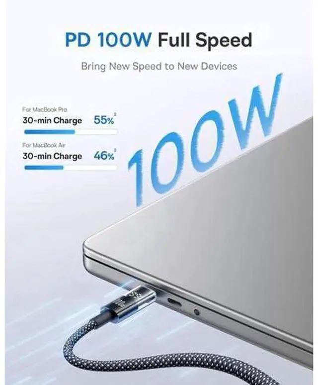 Alt view image 5 of 6 - 100W 5A USBC to USBC Cable with LED Power Display, Zinc Alloy Nylon Braided Fast Charging Cord for iPhone 16 Pro/Plus/Pro Max, MacBook, iPad Pro, Galaxy S24 S23, USBC Devices, 3.3FT