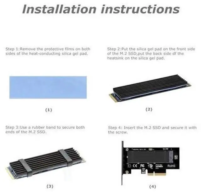 Alt view image 2 of 7 - M.2 NVMe to PCIe 3.0 x4 Adapter Card with Aluminum Heatsink, MKey NVMe SSD PCIE Expansion Card for Desktop PC, Compatible with 2230 2242 2260 2280 M.2 Solid State Drives
