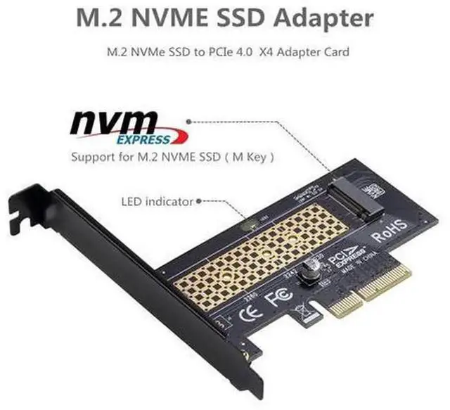 Alt view image 3 of 7 - M.2 NVMe to PCIe 3.0 x4 Adapter Card with Aluminum Heatsink, MKey NVMe SSD PCIE Expansion Card for Desktop PC, Compatible with 2230 2242 2260 2280 M.2 Solid State Drives
