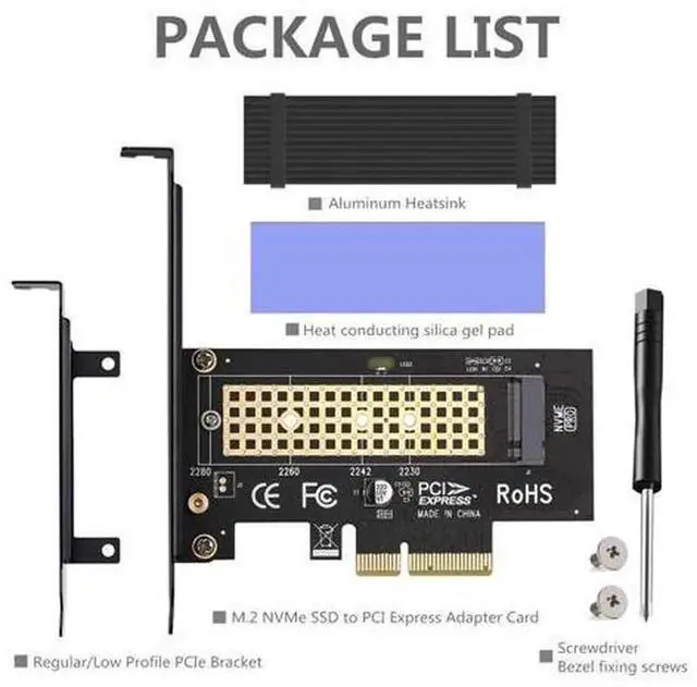 Alt view image 4 of 7 - M.2 NVMe to PCIe 3.0 x4 Adapter Card with Aluminum Heatsink, MKey NVMe SSD PCIE Expansion Card for Desktop PC, Compatible with 2230 2242 2260 2280 M.2 Solid State Drives