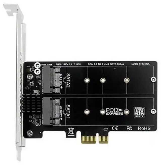 Main image of M.2 SATA to PCIe Expansion RAID Card, DualDisk Array Controller Card Supports Two M.2 SATA SSD 2230/2242/2260/2280, PCIE x4 Expansion Card for Desktop PC Storage RAID 0/1/JBOD Setup