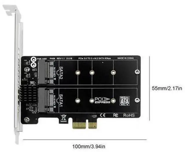 Alt view image 3 of 4 - M.2 SATA to PCIe Expansion RAID Card, DualDisk Array Controller Card Supports Two M.2 SATA SSD 2230/2242/2260/2280, PCIE x4 Expansion Card for Desktop PC Storage RAID 0/1/JBOD Setup