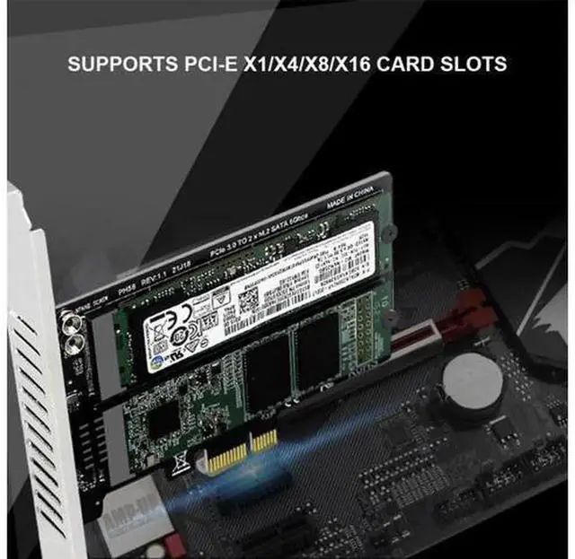 Alt view image 4 of 4 - M.2 SATA to PCIe Expansion RAID Card, DualDisk Array Controller Card Supports Two M.2 SATA SSD 2230/2242/2260/2280, PCIE x4 Expansion Card for Desktop PC Storage RAID 0/1/JBOD Setup