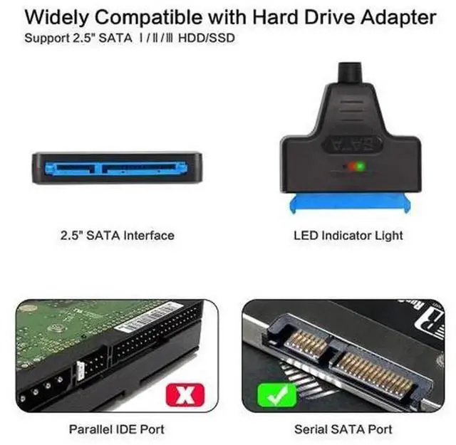 Alt view image 3 of 7 - USB 3.0 to SATA III Adapter Cable with UASP Support, SATA to USB Converter for 2.5 Inch SATA SSD HDD, Portable Hard Drive Adapter Cable for 2.5" Laptop SolidState Drive & Hard Disk Data Transfer