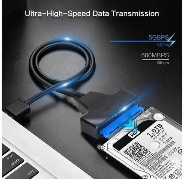 Alt view image 4 of 7 - USB 3.0 to SATA III Adapter Cable with UASP Support, SATA to USB Converter for 2.5 Inch SATA SSD HDD, Portable Hard Drive Adapter Cable for 2.5" Laptop SolidState Drive & Hard Disk Data Transfer