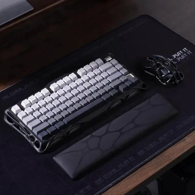 Alt view image 2 of 3 - GravaStar Black Keyboard Wrist Rest Pad, Ergonomic PU Leather Wrist Support with Sturdy ABS Base, NonSlip Bottom, Comfort Palm Rest for 75% Mechanical Keyboards, Gaming & Office Typing Accessory