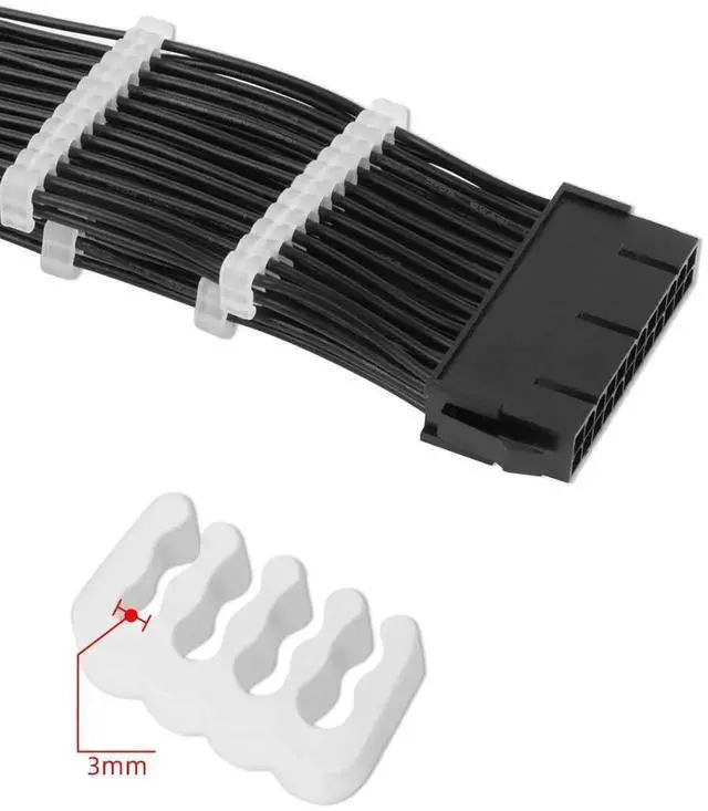 Alt view image 6 of 7 - 48Pieces Black PSU Cable Comb Kit, PC Cable Management Organizer for 24Pin, 8Pin, 6Pin Power Cables, 3mm3.4mm Wire Diameter, for CPU & Motherboard Power Cables Custom PC Modding