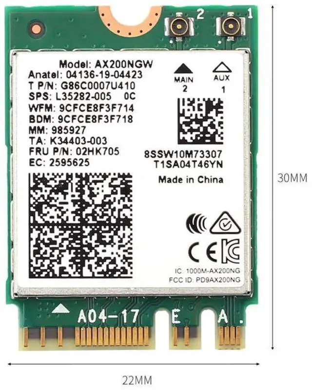 Alt view image 6 of 7 - eokCXOY AX200NGW M.2 KeyE WiFi 6 Wireless Card, DualBand 802.11ax 2.4G/5GHz 2400Mbps Module with MUMIMO, Bluetooth 5.1, NGFF 2230 WiFi Adapter, Complete with Antennas for Windows 10