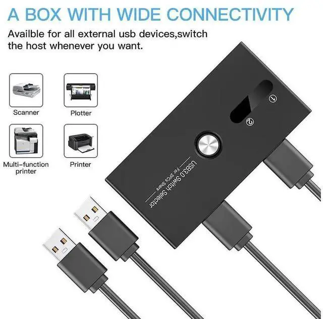 Alt view image 4 of 7 - eokCXOY 4Port USB 3.0 Switch Selector, USB KVM Peripheral Switcher Box for PC Laptop, Share Mouse Keyboard Scanner Printer, OneButton Switching, Comes with 2 Pieces USB 3.0 Cables Included