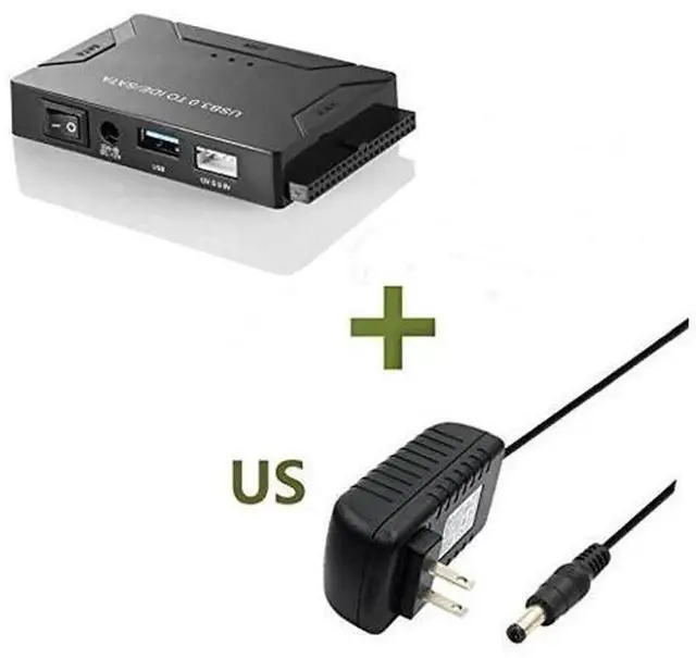 Alt view image 3 of 7 - STANSTAR USB 3.0 to IDE SATA Converter Hard Drive Adapter with Power Switch, for 2.5"/3.5" SATA HDD SSD & IDE HDD Optical Drives, 5TB Max, Includes 12V 2A Power Adapter and USB 3.0 Cable