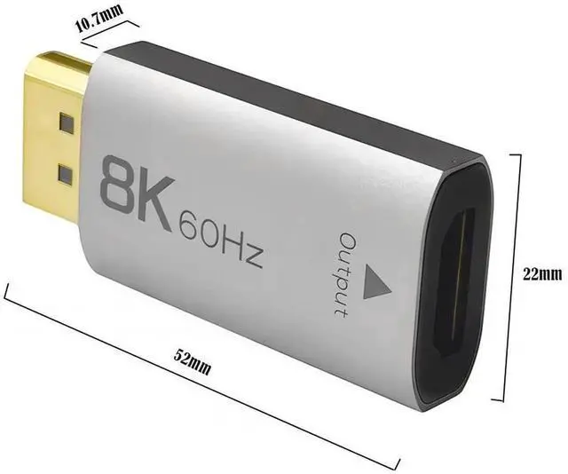 Alt view image 3 of 7 - Active DP 1.4 to HDMI 2.1 Adapter with CH7218 Chip, 8K@60Hz, 4K@144Hz, 48Gbps Bandwidth, Supports HDR, VRR & ALLM, DisplayPort to HDMI Converter for GPU Connecting TV and Gaming Monitor