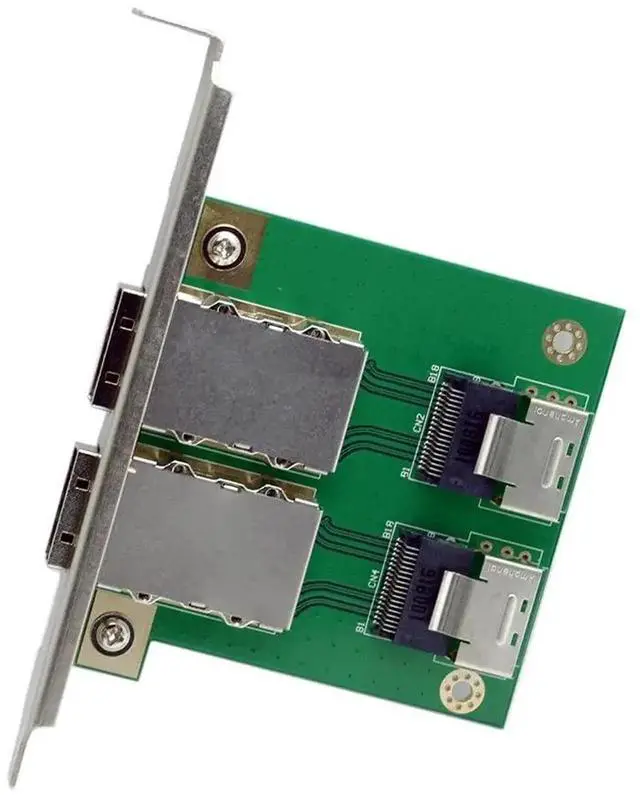 Alt view image 3 of 7 - DualPorts Mini SAS SFF8088 to SFF8087 PCBA Female Adapter with PCI Bracket, External SFF8088 to Internal SFF8087 Converter Card for Server RAID HBA Storage Array Expansion
