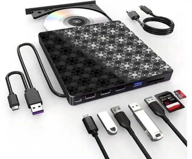 Alt view image 3 of 7 - UltraSlim Portable External CD DVD Drive, 8in1 USB 3.0 Optical Disk Drive, DVD Player CD Burner for Laptop Desktop PC, Compatible with Windows 11/10/8, Linux, Mac OS, MacBook Pro & MacBook Air
