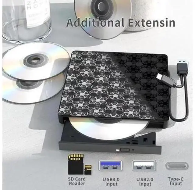 Alt view image 2 of 7 - UltraSlim Portable External CD DVD Drive, 8in1 USB 3.0 Optical Disk Drive, DVD Player CD Burner for Laptop Desktop PC, Compatible with Windows 11/10/8, Linux, Mac OS, MacBook Pro & MacBook Air