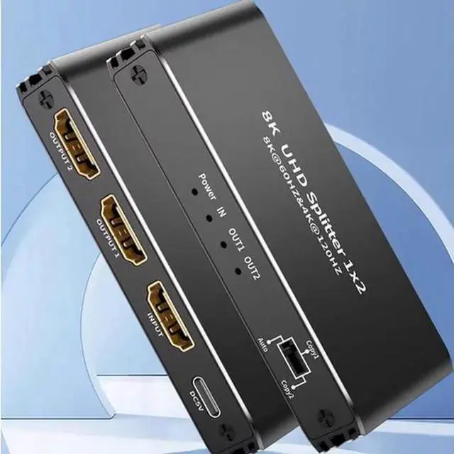 Main image of Torpedo Nova HDMI 2.1 1x2 Splitter with Built-in Scaler, 8K@60Hz 4K@120Hz 48Gbps Bandwidth, HDCP 2.3 Bypass, HDR10 VRR ALLM Supported for PS5 Xbox Gaming Dual Monitor Setup