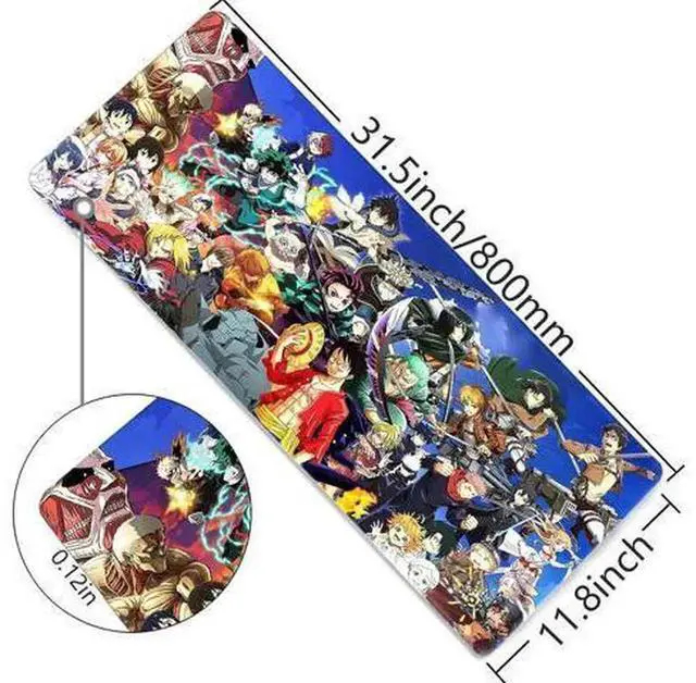 Alt view image 5 of 6 - Large Extended Anime Character Gaming Mouse Pad, 31.5x11.8x0.12 Inch Non-Slip Rubber Base Desk Mat, Smooth Waterproof Surface Mousepad for PC Laptop Desktop Office Gaming Workstation