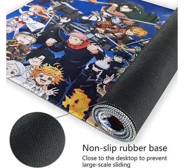 Alt view image 6 of 6 - Large Extended Anime Character Gaming Mouse Pad, 31.5x11.8x0.12 Inch Non-Slip Rubber Base Desk Mat, Smooth Waterproof Surface Mousepad for PC Laptop Desktop Office Gaming Workstation
