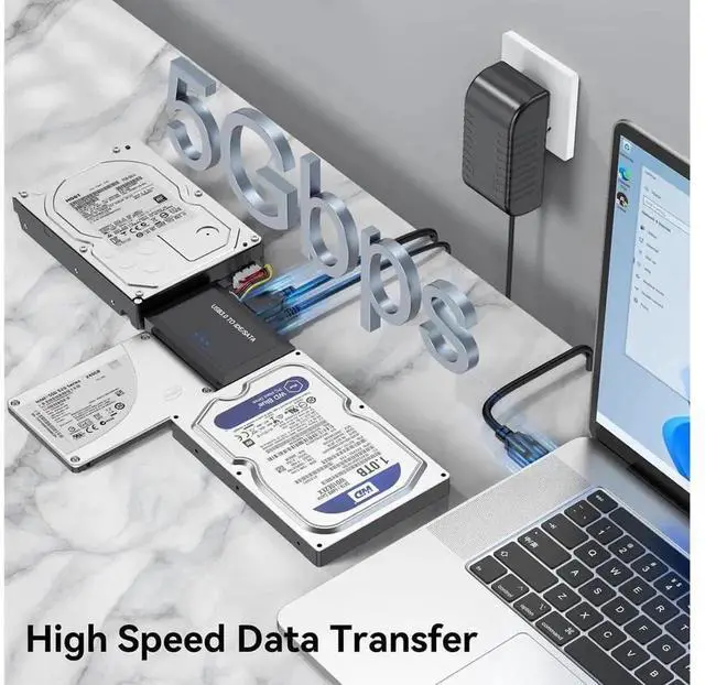 Alt view image 5 of 7 - USB 3.0 SATA IDE Hard Drive Reader Adapter, Universal HDD SSD Data Recovery Converter for 2.5/3.5 Inch SATA IDE Hard Disk, 5.25 Inch CD DVD ROM Optical Drive Data Backup Retrieval Connection Kit