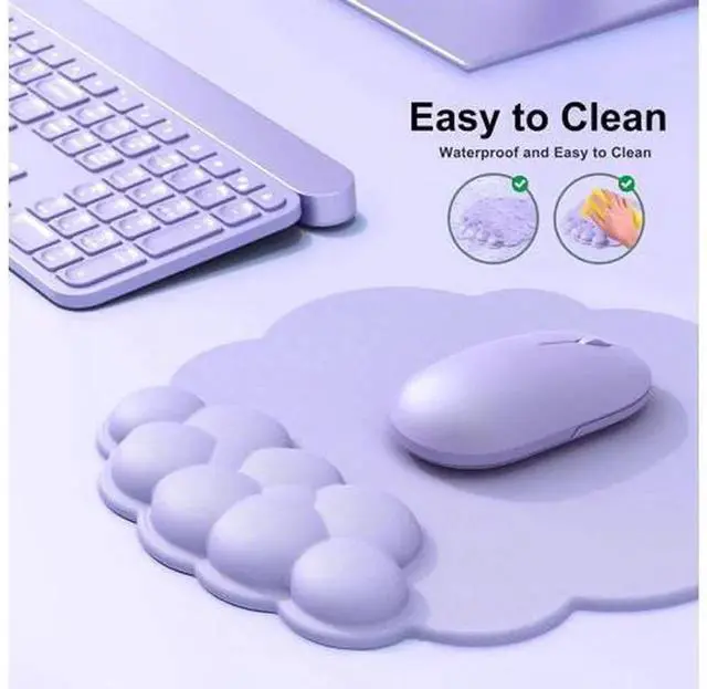 Alt view image 4 of 7 - Purple Cloud Shape Ergonomic Keyboard Wrist Rest and Mouse Pad with Integrated Wrist Support Cushion, Soft Memory Foam Non-Slip Base Desk Set for Office Typing Gaming Fatigue Relief Hand Pain Preventi
