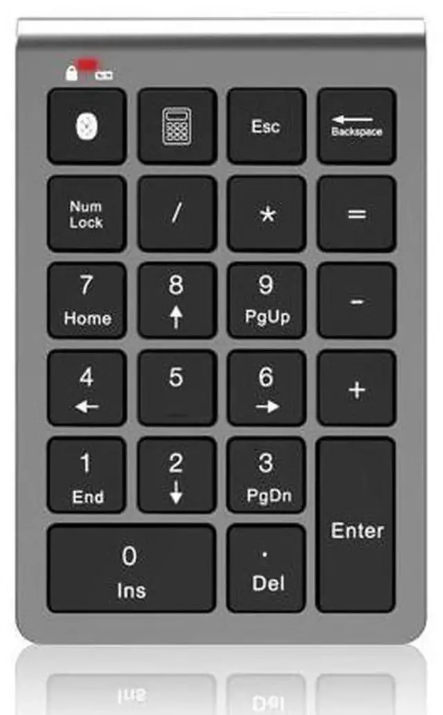 Main image of 2 in 1 Wireless Bluetooth & Wired USB 10 Keys Numeric Keypad, Rechargeable Portable Number Pad for Laptop Desktop Notebook, Compatible with MacBook iPad ChromeBook EliteBook Windows and iOS Devices