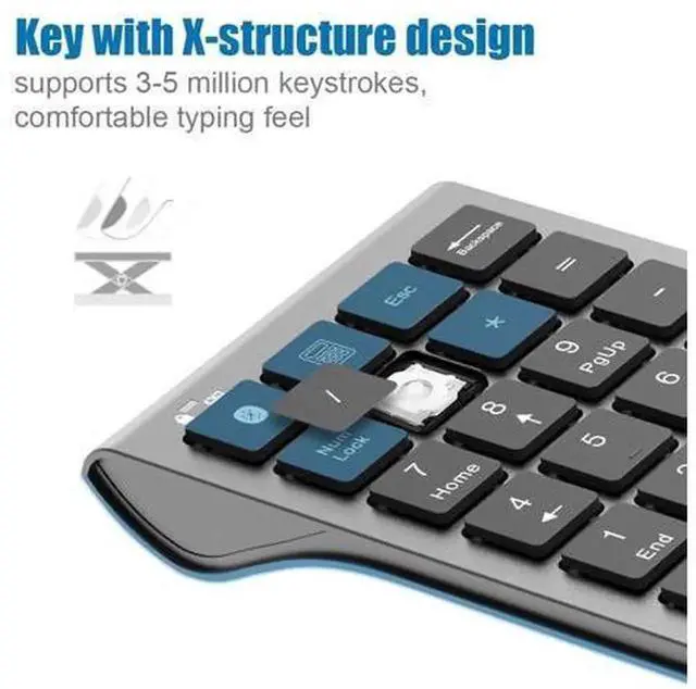 Alt view image 6 of 7 - 2 in 1 Wireless Bluetooth & Wired USB 10 Keys Numeric Keypad, Rechargeable Portable Number Pad for Laptop Desktop Notebook, Compatible with MacBook iPad ChromeBook EliteBook Windows and iOS Devices