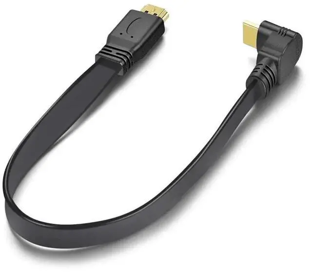Alt view image 3 of 7 - 2 Pack 1 Feet Flat Slim 270 Degree Right Angle HDMI Male to Male Extension Cable, High Speed Low Profile Flat HDMI Cord, Space-Saving L-Shaped Connector for Tight Corners Behind TV Monitor Laptop Game