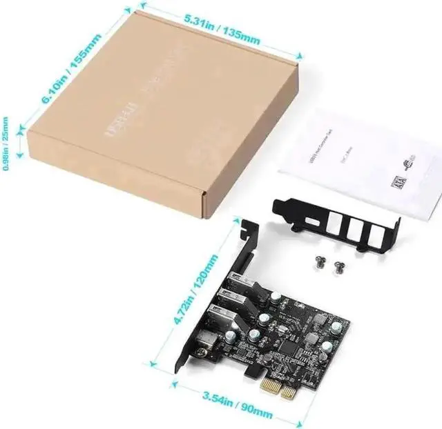 Alt view image 7 of 7 - PCIe 1X Expansion Card with 4 Ports USB 3.0 + USB Type-C Port, 5Gbps High Speed PCI Express USB Hub Controller Card, Low Profile Bracket Included for 2U Rack Server Chassis and Standard Desktop Comput