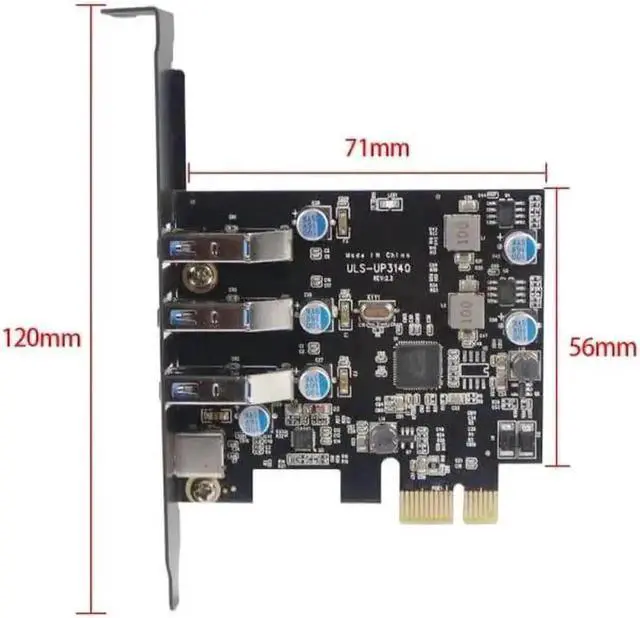 Alt view image 5 of 7 - PCIe 1X Expansion Card with 4 Ports USB 3.0 + USB Type-C Port, 5Gbps High Speed PCI Express USB Hub Controller Card, Low Profile Bracket Included for 2U Rack Server Chassis and Standard Desktop Comput