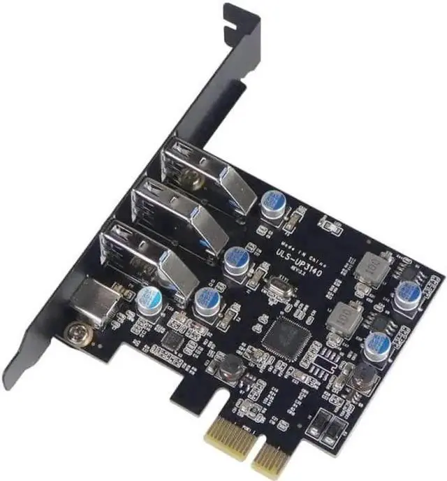 Alt view image 2 of 7 - PCIe 1X Expansion Card with 4 Ports USB 3.0 + USB Type-C Port, 5Gbps High Speed PCI Express USB Hub Controller Card, Low Profile Bracket Included for 2U Rack Server Chassis and Standard Desktop Comput