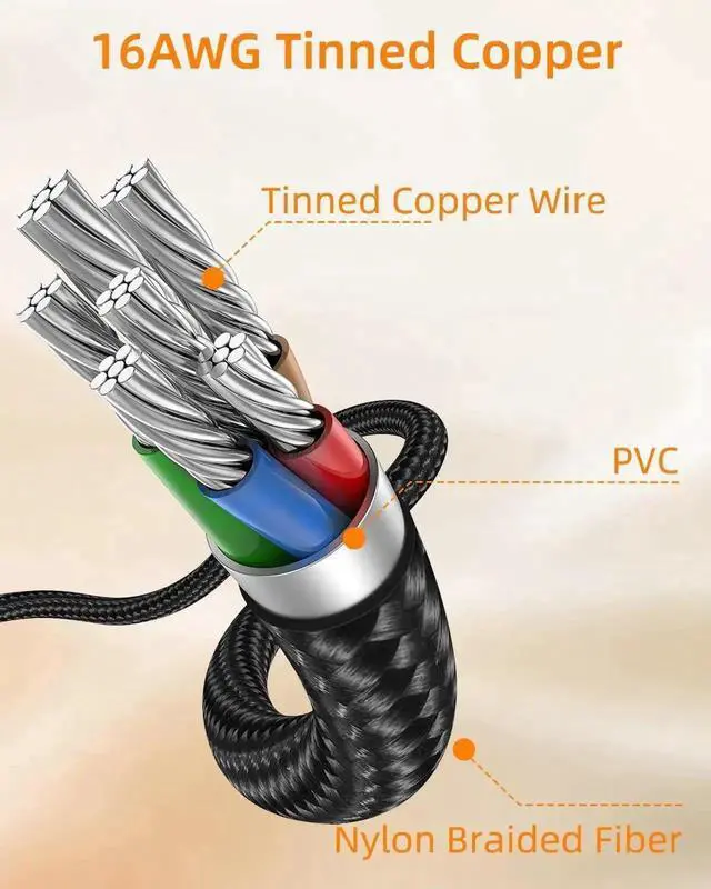 Alt view image 4 of 7 - 0.3M 16AWG PCIE 5.0 12VHPWR 16Pin GPU Power Splitter Cable, 12+4 Pin Male to Dual 8Pin PCIE Female Braided Extension Cord, Compatible with NVIDIA RTX 40 RTX 50 Series 12VHPWR Interface Graphics Cards