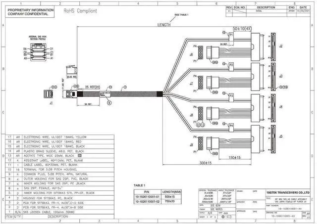 Alt view image 5 of 7 - 0.5M 1.6FT MiniSAS HD SFF-8643 to 4 SFF-8482 Fan-Out SAS Breakout Cable with IDE Molex SATA Power Connector, 12Gbps High Speed Server RAID Controller to Hard Disk Drives Connection Cord