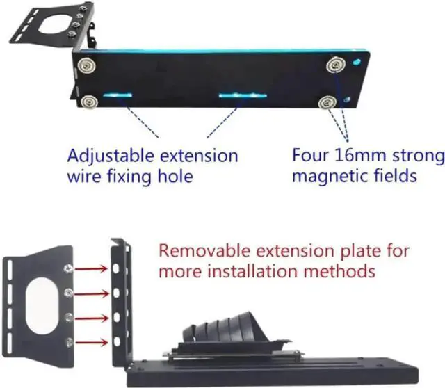 Alt view image 4 of 5 - Vertical Graphics Card Holder Bracket, 2-Hole Adjustable Multi-Slot GPU Support Stand, Anti-Sagging Video Card VGA Mount Support Kit for Desktop PC Computer Chassis, White Color