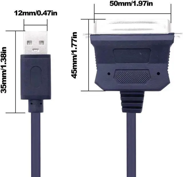 Alt view image 2 of 7 - 1.2M 3.9FT USB 2.0 to CN36 Centronics Parallel Printer Cable, IEEE 1284 Standard 36 Pin Female Parallel Port Converter Cord, USB to LPT Adapter for Old Dot Matrix Receipt Thermal Industrial Printers