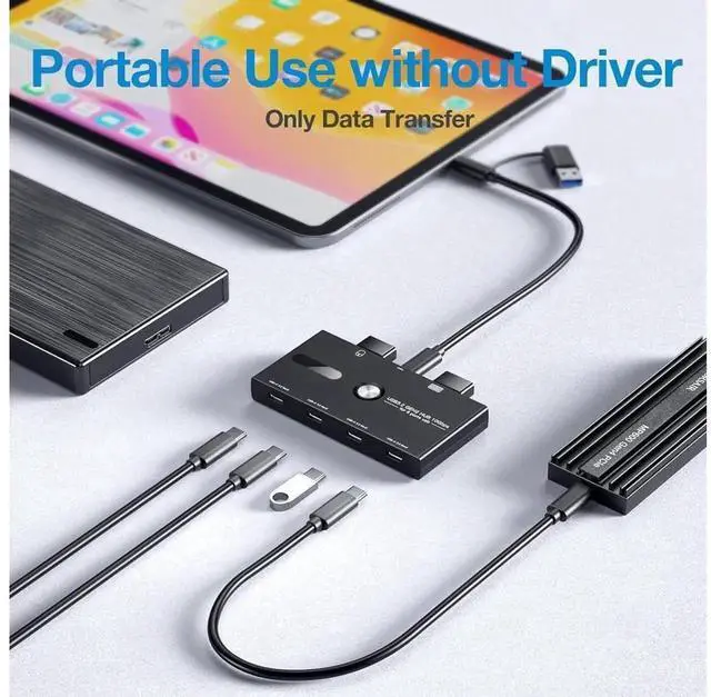 Alt view image 6 of 7 - 6-Port USB 3.2 Gen 2 USB-C Hub 10Gbps High Speed Data Splitter, Type-C to 4 USB-A + 2 USB-C Multiport Adapter, Compatible with MacBook Pro Air iMac Surface Pro Chromebook Laptop PC, Data Only Without