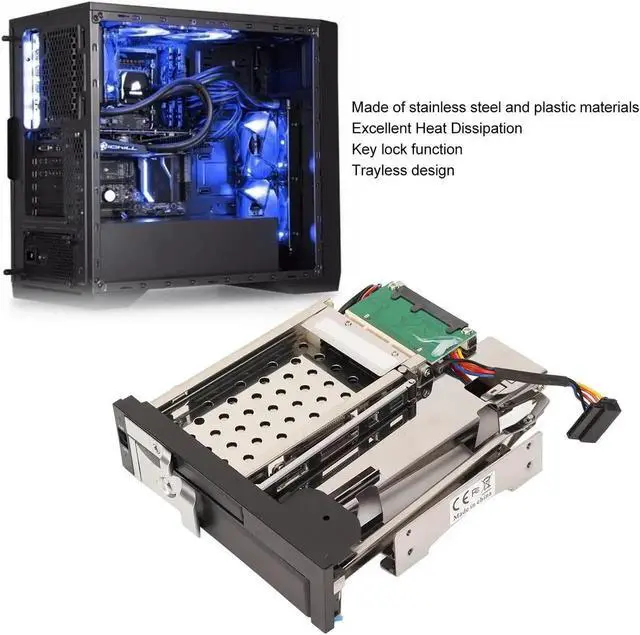 Alt view image 4 of 5 - Dual Bay Tool-Free SATA III Hard Drive Mobile Rack Cage, Tray-Less Hot Swap Backplane Enclosure for 2.5 Inch SSD HDD and 3.5 Inch SATA Hard Drives, Internal Chassis Hard Disk Mounting Bracket for PC D