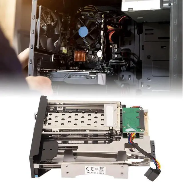 Alt view image 3 of 5 - Dual Bay Tool-Free SATA III Hard Drive Mobile Rack Cage, Tray-Less Hot Swap Backplane Enclosure for 2.5 Inch SSD HDD and 3.5 Inch SATA Hard Drives, Internal Chassis Hard Disk Mounting Bracket for PC D