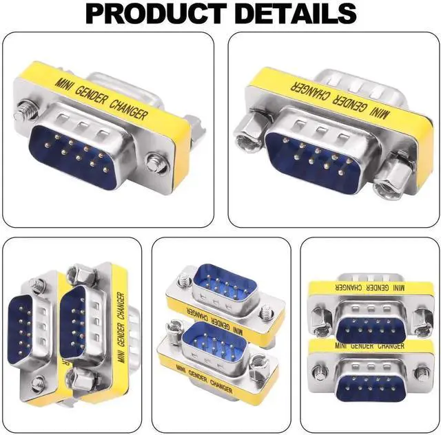 Alt view image 5 of 7 - 4 Pack DB9 Solderless Gender Changer Adapter, 9 Pin RS232 D-SUB Male to Male Serial Port Coupler, Tool-Free Splice RS232 Connector for Industrial Equipment PLC Serial Communication Wiring Connection