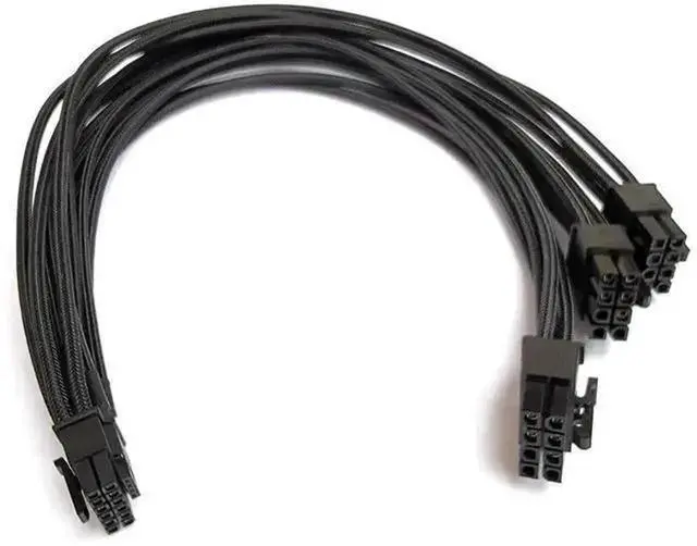 Alt view image 2 of 2 - 27.5 Inch PCIe 5.0 GPU Power Extension Cable, 3x8Pin to 12VHPWR 12+4Pin 16Pin 600W 16AWG Cord for RTX 3090Ti 4070Ti 4080 4090, Compatible with ASUS EVGA Seasonic Modular PSU