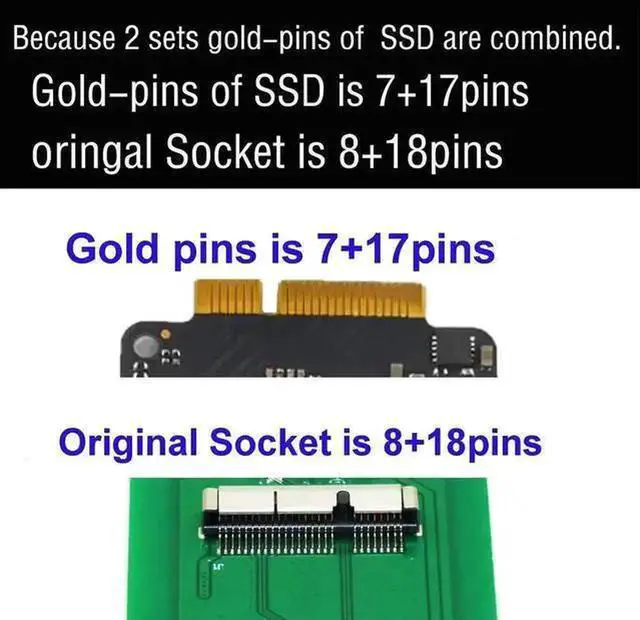 Alt view image 4 of 7 - 26Pin to SATA Converter Adapter with USB3.0 & Type-C Cable, Dedicated for 2012 MacBook Air Pro Original Proprietary SSD, Not Compatible with 2013-2015 Apple Laptop SSD Modules