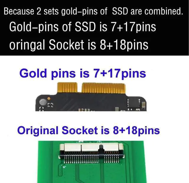 Alt view image 2 of 7 - 26Pin to SATA Converter Adapter with USB3.0 & Type-C Cable, Dedicated for 2012 MacBook Air Pro Original Proprietary SSD, Not Compatible with 2013-2015 Apple Laptop SSD Modules