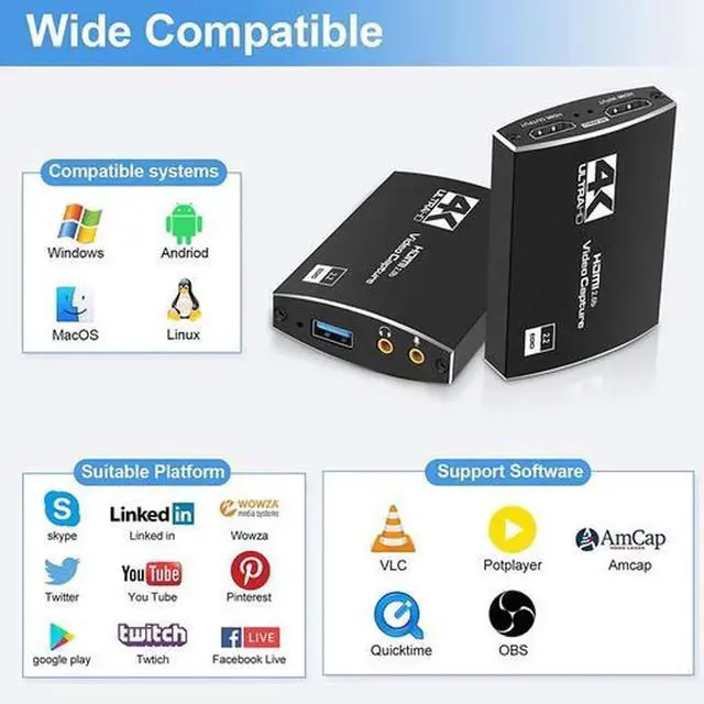 Alt view image 2 of 6 - Torpedo Nova HDMI to USB3.0 Video Capture Card, 4K60 HDR Passthrough & 1080P 60fps Recording, UVC Plug and Play Game Capture Adapter for Live Streaming Video Recording Compatible with Windows and macO