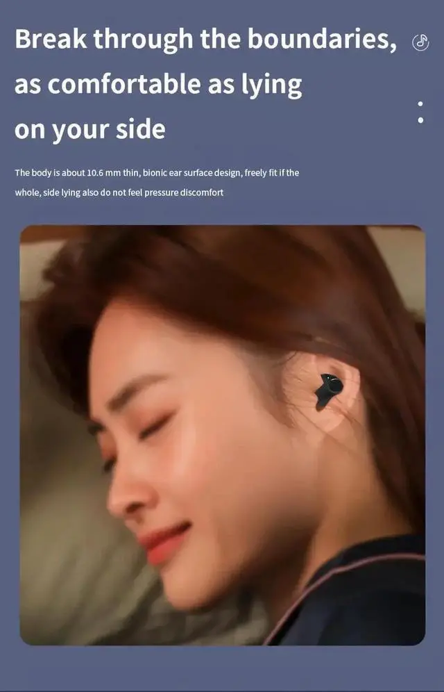 Alt view image 2 of 7 - MD538 Open-Ear Wireless Bone Conduction Sleep Headphones, Ultra Long Playback Battery, Dual Bilateral Stereo Sound Invisible Bluetooth Earbuds for Side Sleepers with LED Digital Charging Case