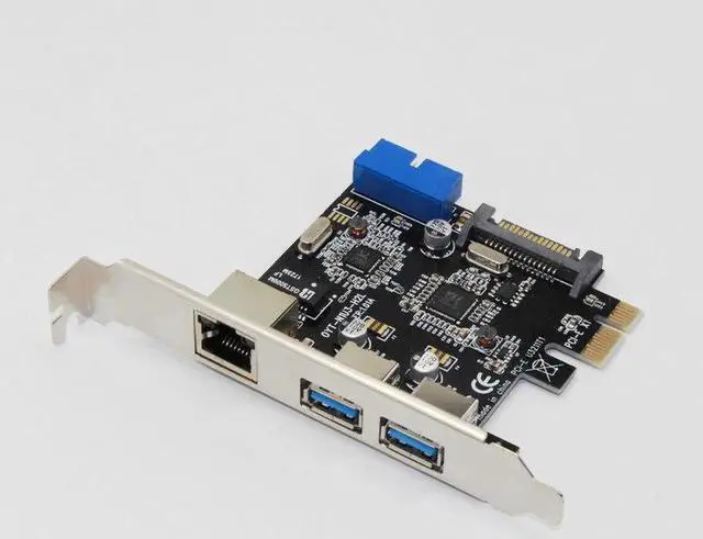 Alt view image 6 of 6 - PCI-E to RJ45 Gigabit Ethernet Card with 3-Port USB 3.0 Hub, 10/100/1000 Mbps USB 3.0 Ethernet Network Adapter for Desktop PC Stable Wired Network Connection