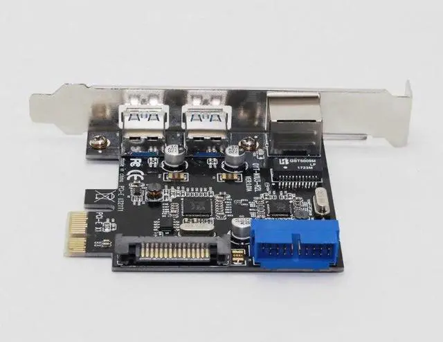 Alt view image 4 of 6 - PCI-E to RJ45 Gigabit Ethernet Card with 3-Port USB 3.0 Hub, 10/100/1000 Mbps USB 3.0 Ethernet Network Adapter for Desktop PC Stable Wired Network Connection