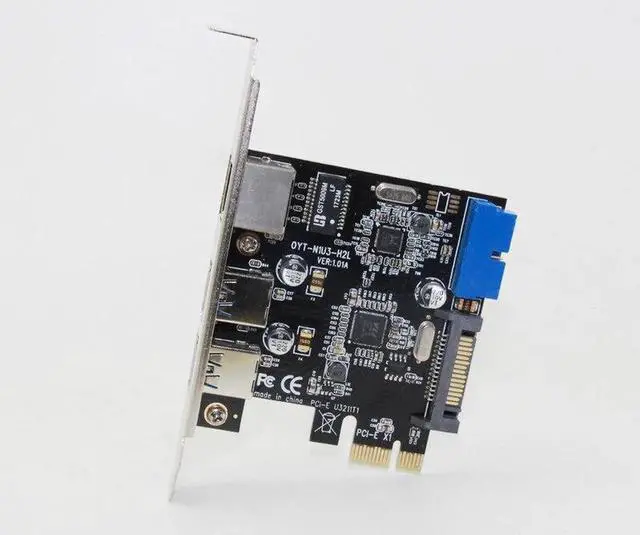 Alt view image 3 of 6 - PCI-E to RJ45 Gigabit Ethernet Card with 3-Port USB 3.0 Hub, 10/100/1000 Mbps USB 3.0 Ethernet Network Adapter for Desktop PC Stable Wired Network Connection